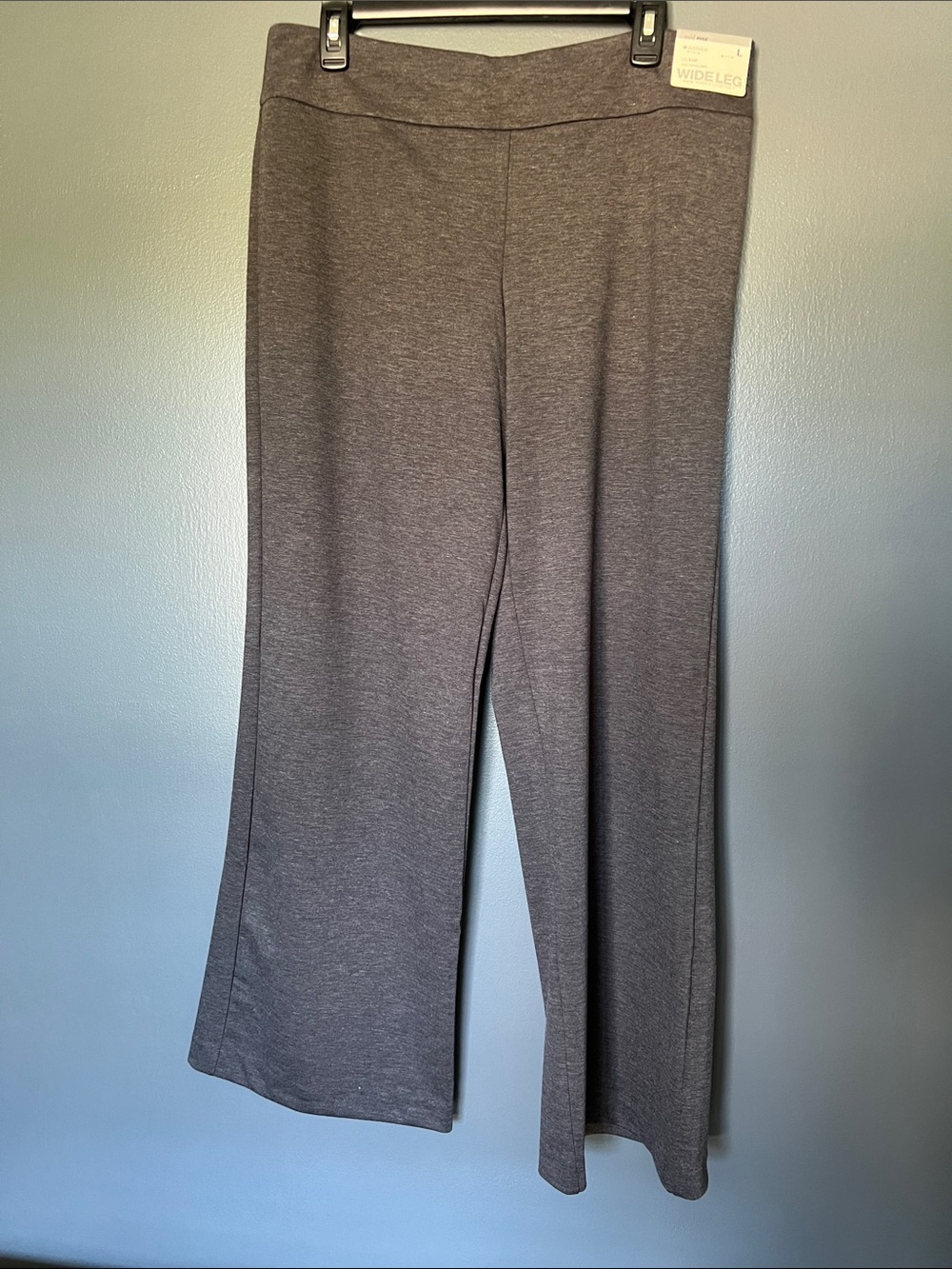 NWT New York & Company City Knit York Avenue Wide Leg Pants L Gray